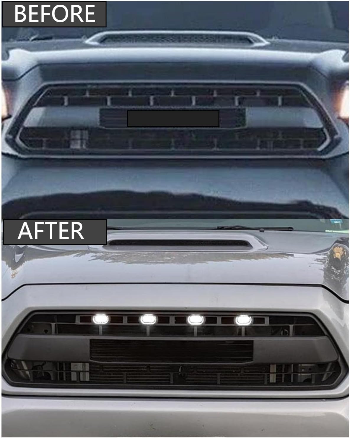 MEALAM Luces LED blancas 4 piezas parrilla delantera Raptor lámparas accesorios de coche con arnés y fusible, compatible con Toyota Tacoma 2012 2013