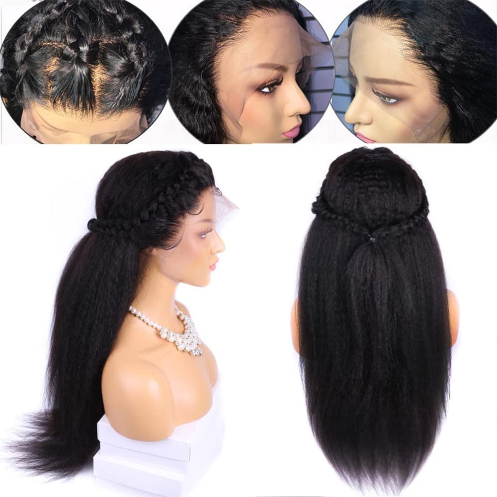 Maxine Pelucas de cabello humano virgen brasileño lacio de 26 pulgadas con encaje frontal, prearrancado de 13×4, peluca de cabello humano lacio tipo