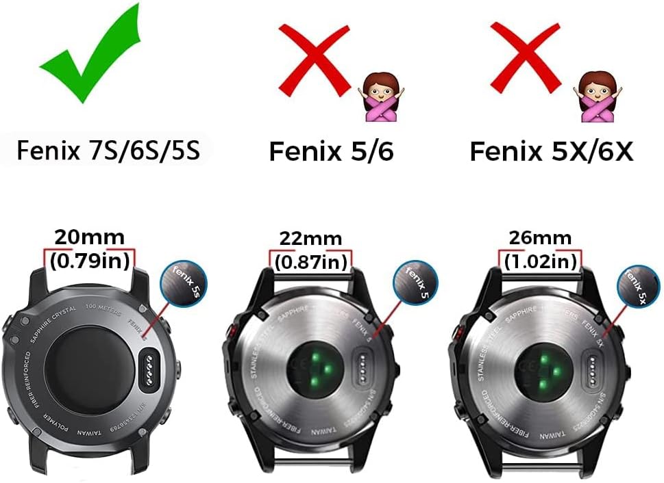ZACLAY QuickFit Lace – Correa de reloj Wishbone de 0.787 in compatible con Garmin Fenix 7S 5S5S Plus, 6S6S Pro, D2 Delta S, Descent Mk2S – Correa de