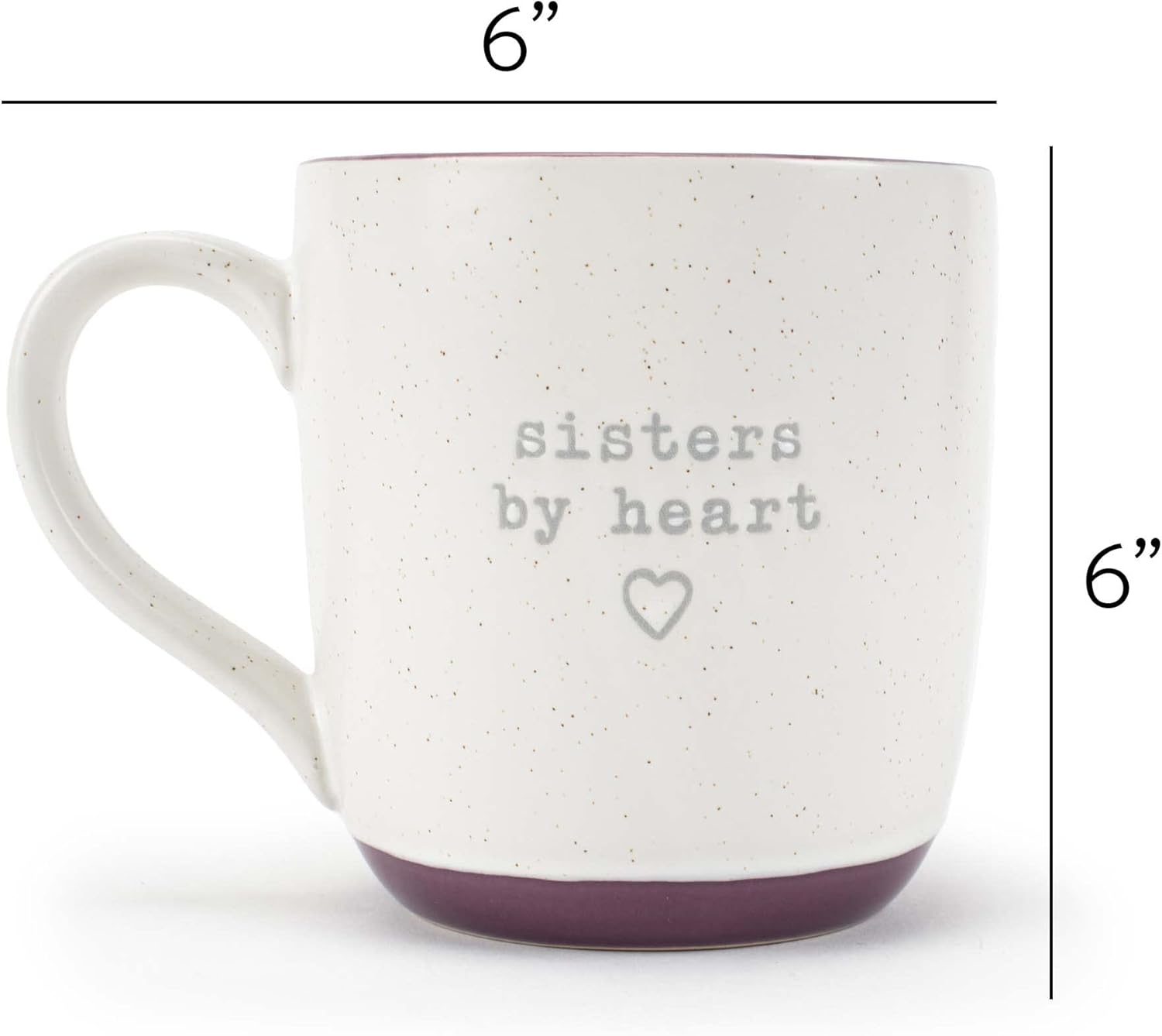 Elanze Designs Sisters By Heart – Taza de café de cerámica de 13 onzas, color morado moteado