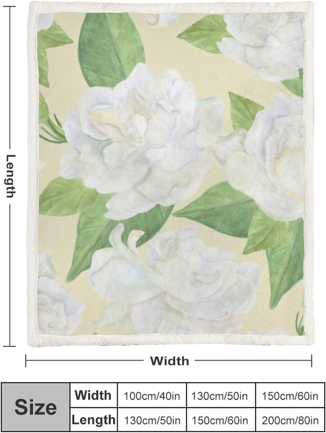 ZHIMI – Manta de 50 x 60 pulgadas, suave, personalizada, vintage, acuarela, blanco, gardenia, de vellón, sofá, alfombra, manta cálida para hombres,