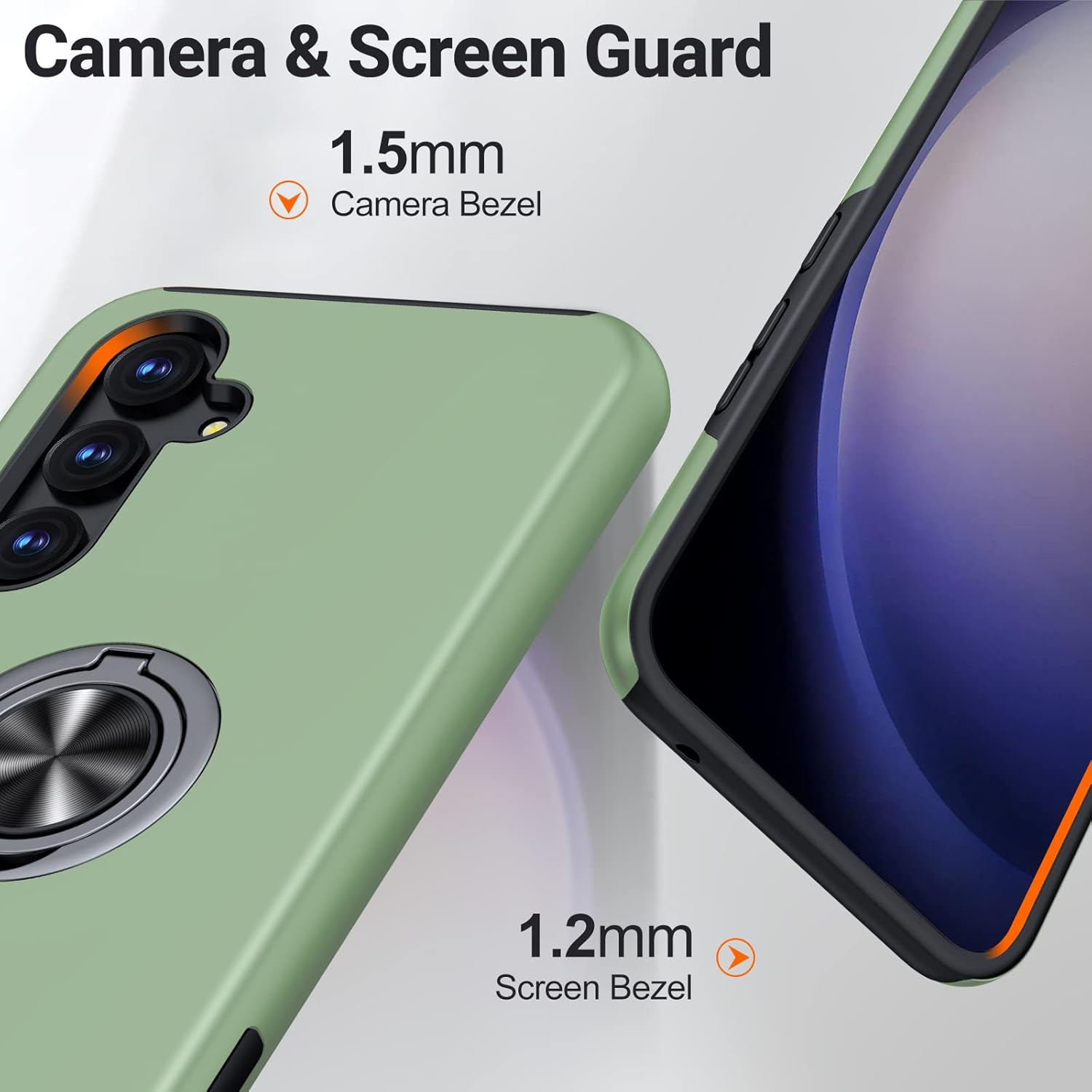 JAME Funda para Samsung Galaxy A54 5G, Galaxy A54 5G con protector de pantalla, ajuste delgado, a prueba de golpes, con soporte de anillo función de