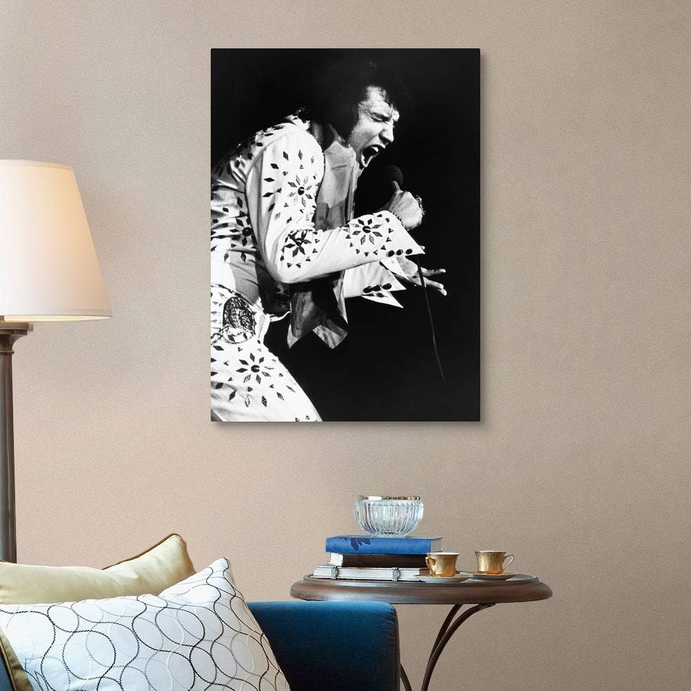 GREATBIGCANVAS Elvis On Tour, Elvis Presley, 1972 – Lienzo decorativo para pared, diseño de celebridades para decoración del hogar, 26 x 36 x 1.5