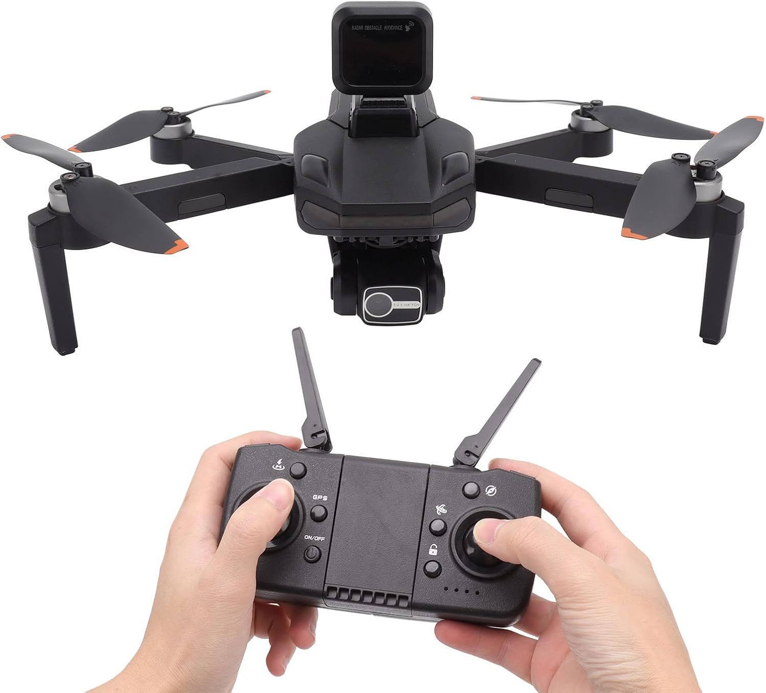 Dron GPS S135, dron sin escobillas para evitar obstáculos remoto negro para disparo panorámico para más de 14 (batería dual)