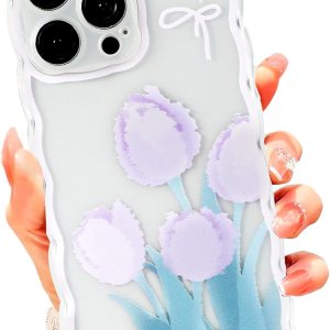 OOK Flower Designs – Funda transparente para iPhone 14 Pro Max, con protector de pantalla, bonito estampado de flores azules para niñas y mujeres, OOK Flower Designs – Funda transparente para iPhone 14 Pro Max, con protector de pantalla, bonito estampado de flores azules para niñas y mujeres,