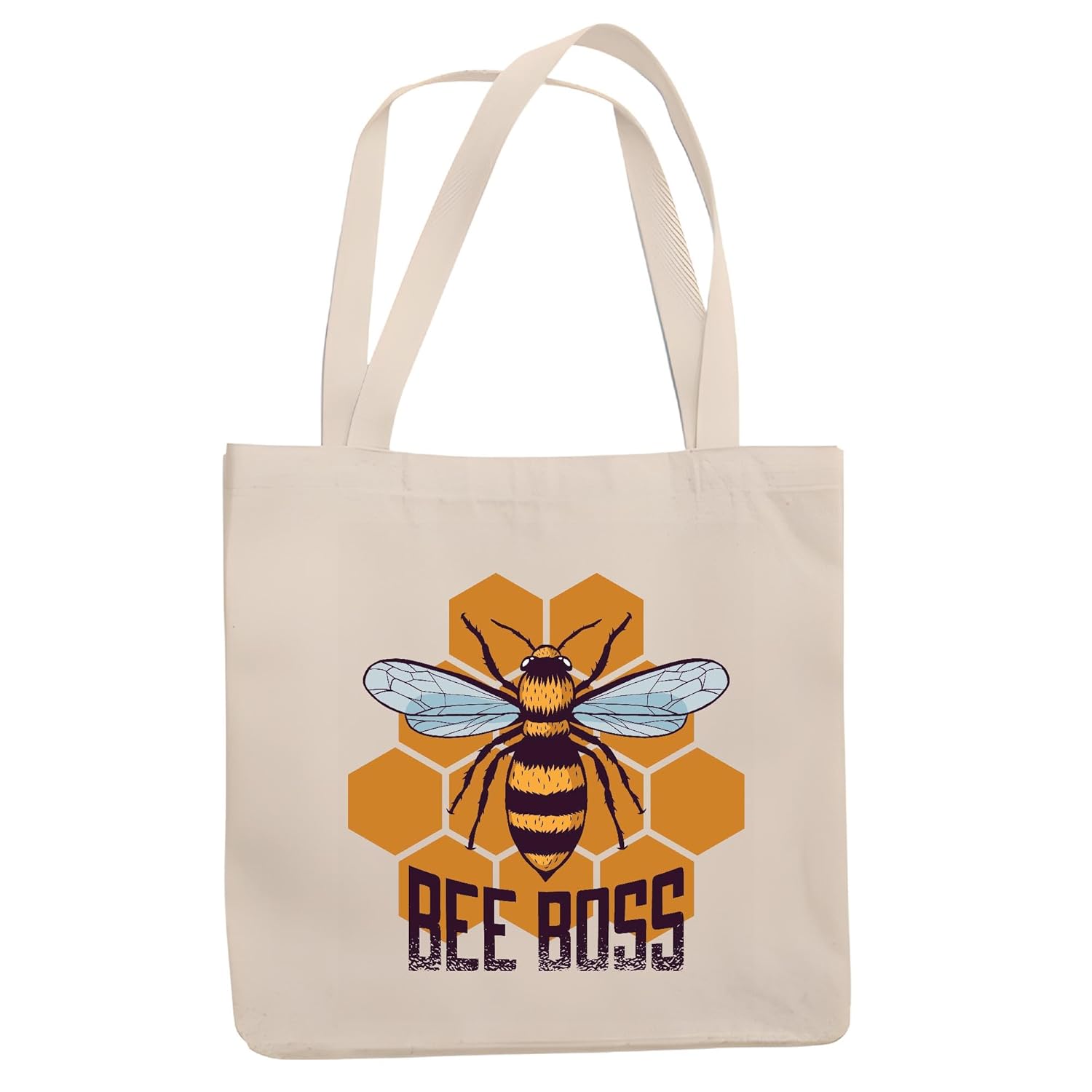Funny Gift for Bee Boss Honey Lovers and Beekeepers Natural White Multicolor Canvas Tote Bag