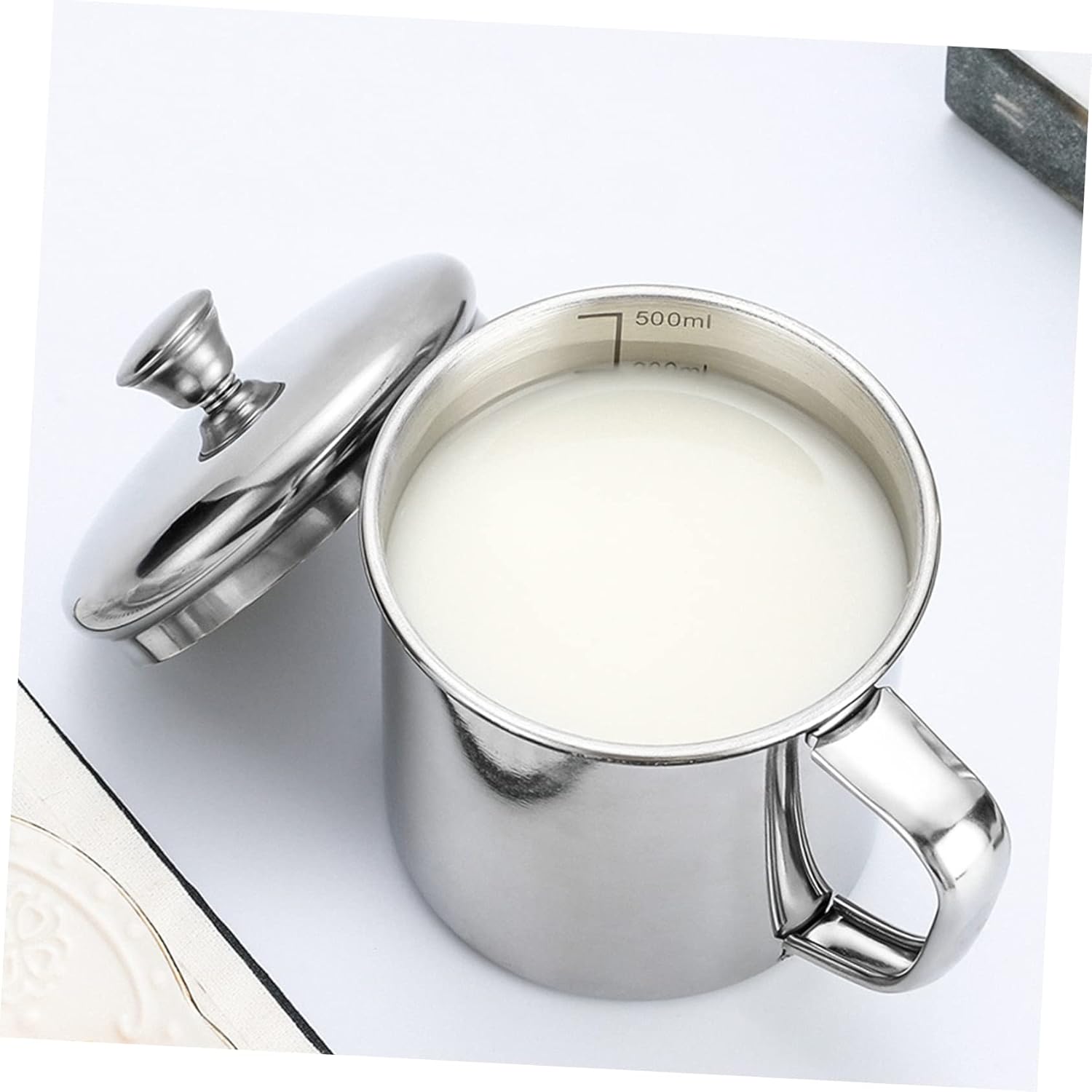 HOMSFOU Taza de agua de acero inoxidable Taza de café inastillable Taza de camping Taza de cerveza Taza de medición Jarra de viaje Taza de leche de