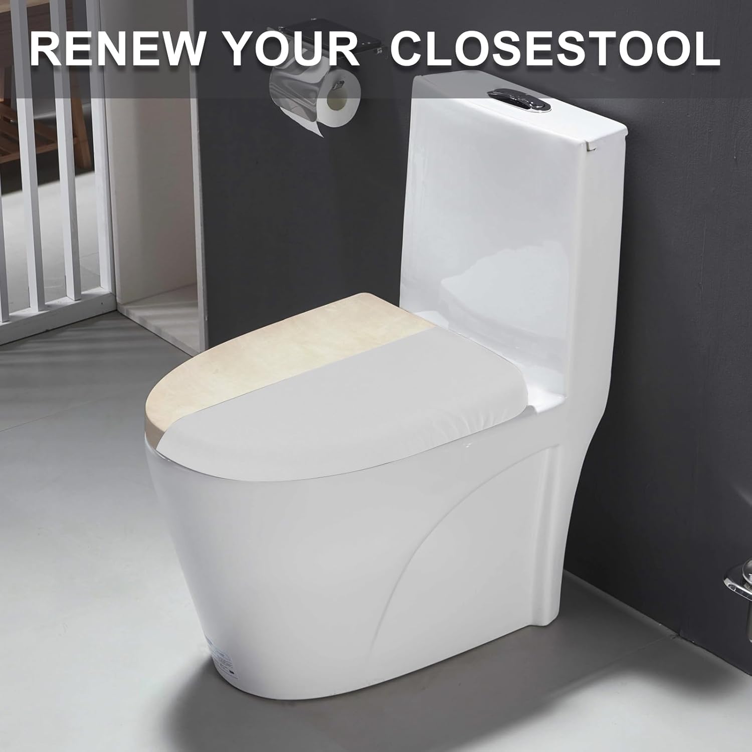 Funda elástica para tapa de inodoro de elastano, funda gruesa para asiento de inodoro para baño, funda de inodoro suave y lavable, se adapta a la