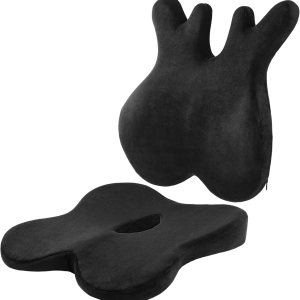 Eyamummo – Combo de cojín de asiento y respaldo para silla de oficina, cojines ergonómicos de espuma viscoelástica pura y almohada ortopédica de Eyamummo – Combo de cojín de asiento y respaldo para silla de oficina, cojines ergonómicos de espuma viscoelástica pura y almohada ortopédica de