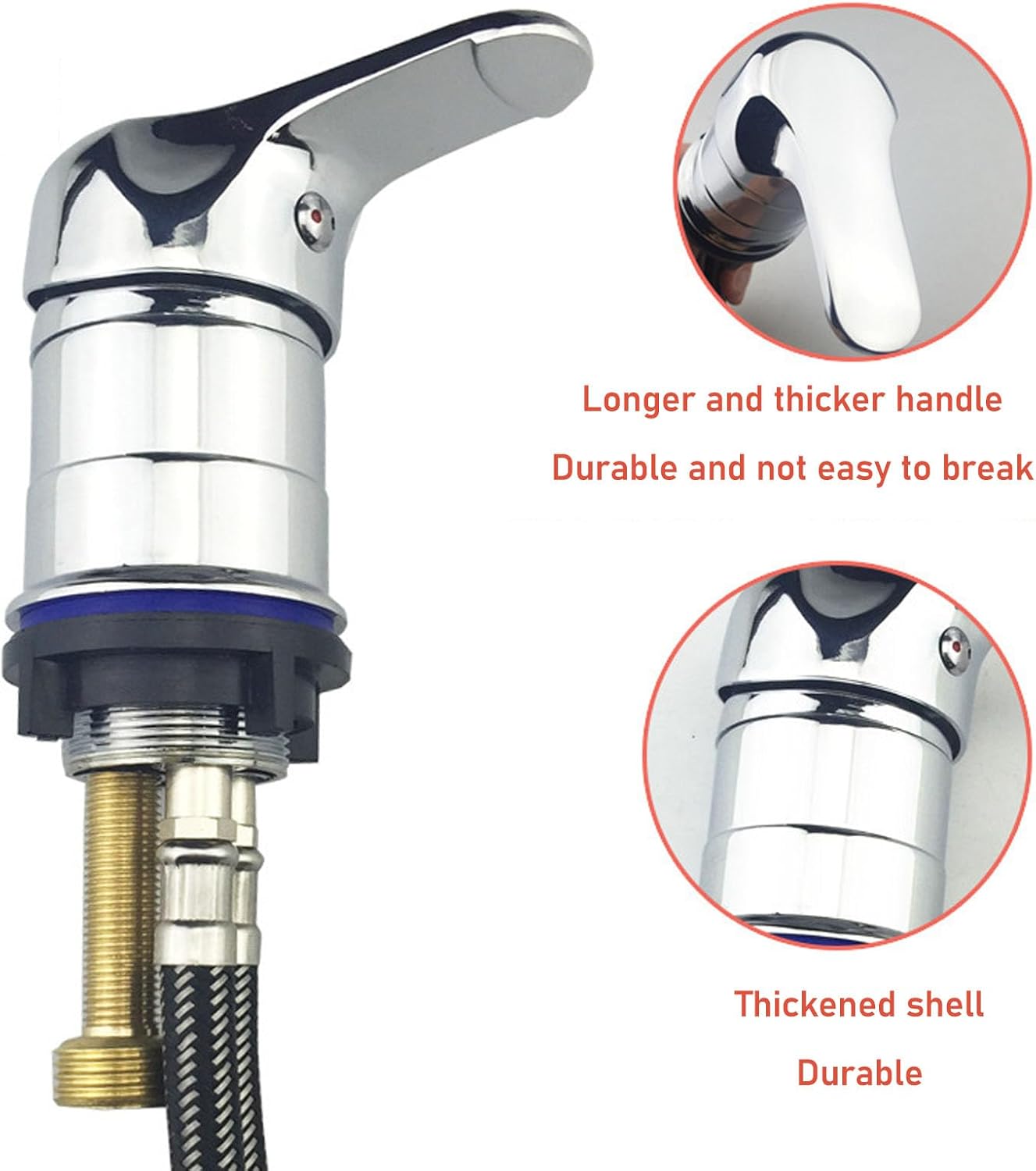 Sonew Kit de rociador de grifo de fregadero de champú, interruptor frío caliente, grifo de cama con manguera de 47.2 in, pieza de grifo de agua de