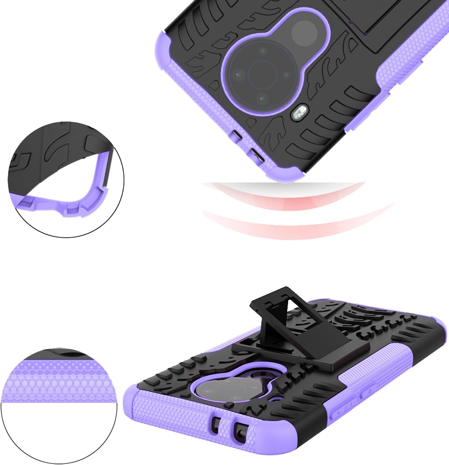 Asuwish Funda de teléfono para Nokia 5.4 TA1333 con protector de pantalla de vidrio templado y soporte delgado, híbrida, resistente, funda