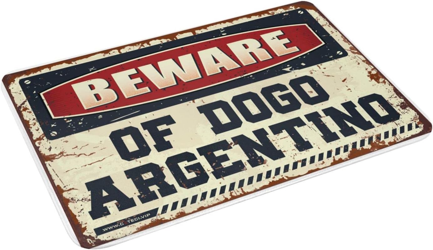 Abipuir Felpudo para entrada interior del hogar, tapete de invierno con diseño argentino Beware of Dogo Argentino, decoración única del hogar