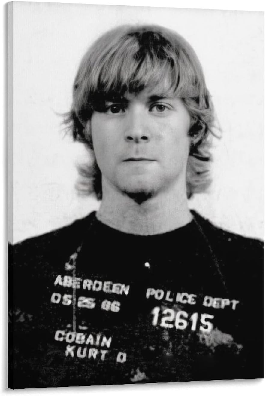 Póster vintage en blanco y negro de mafia Kurt Cobain gángster, póster de retrato, póster de pintura en lienzo, pósteres e impresiones artísticas de