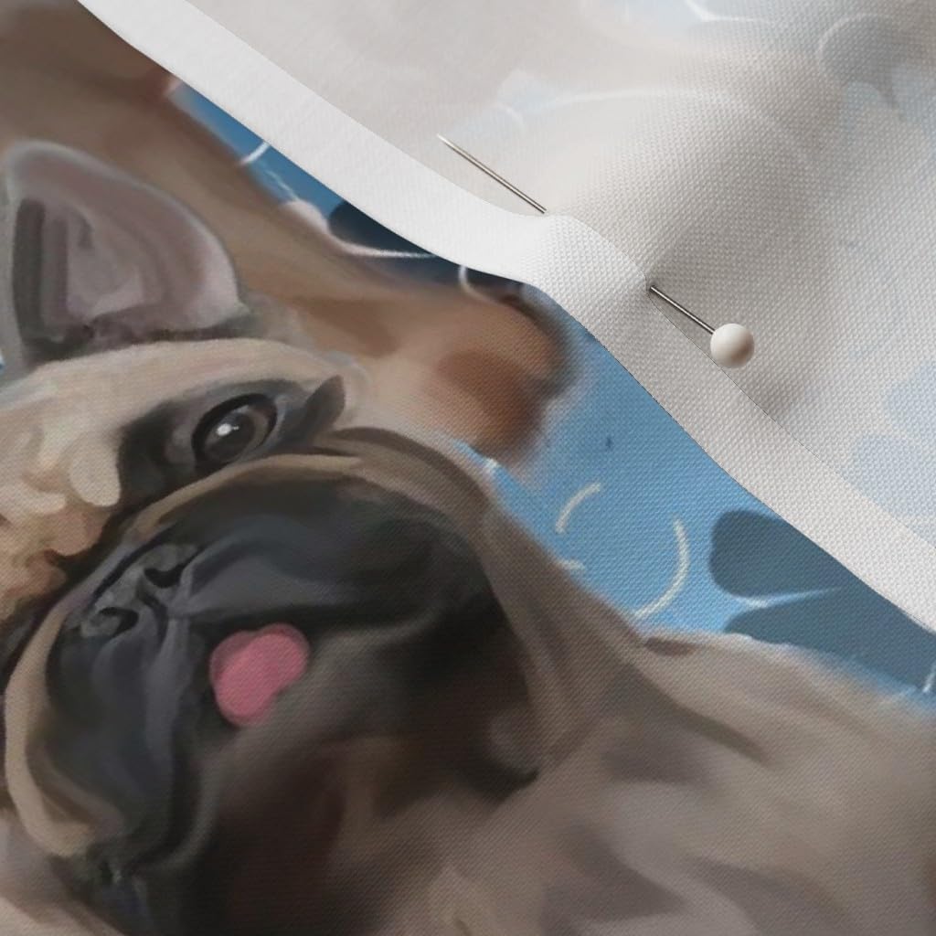 Spoonflower Tela  Bulldog Francés Animales Perros Cachorros Pawprint Flores Impresas en Petal Signature Cotton Fabric by The Yard  Coser Acolchado