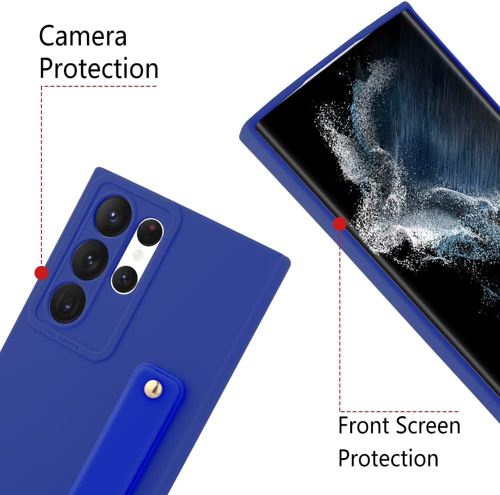 KANGHAR Funda para Galaxy S22 Ultra con soporte para teléfono para mujeres y niñas, funda protectora de silicona líquida suave a prueba de golpes