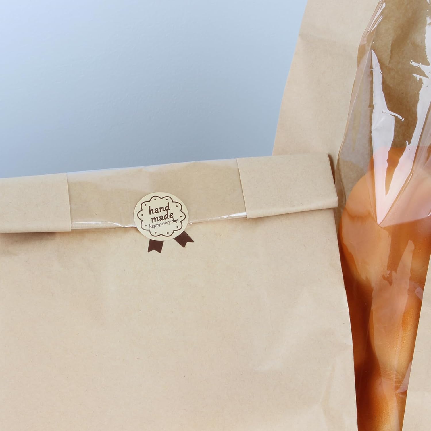 Paquete de 100 bolsas grandes de papel para pan casero, bolsas de panadería con ventana para almacenamiento de envases de alimentos horneados,