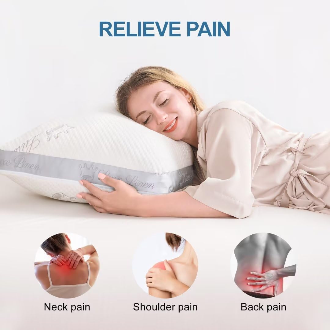 Almohadas tamaño King, almohadas de espuma viscoelástica trituradas, almohada de cama ajustable para dormir, almohadas de cama de algodón orgánico