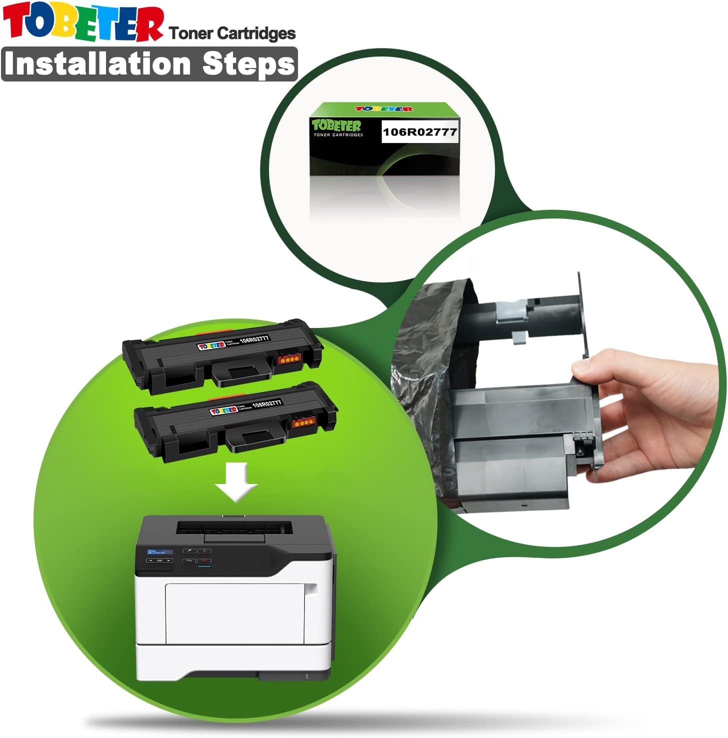 ToBeter Cartuchos de tóner 3260 remanufacturados de repuesto para Xerox 3260 106R02777 Uso con impresora láser Xerox Phaser 3260 3260DNI 3260DI