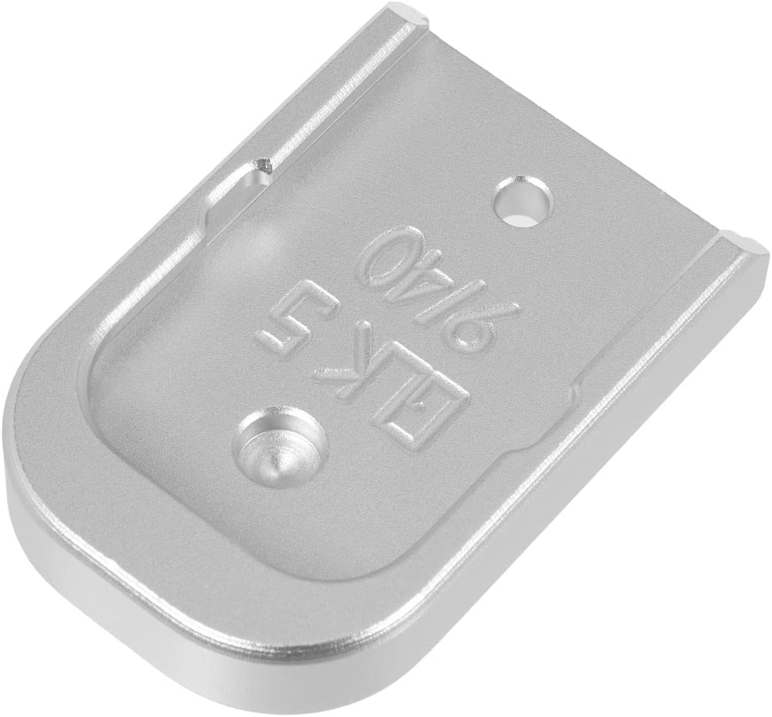 NDZ Performance Placa base de cargador para Glock 17, 19, 22, 23, 34, 45, Gen 5, 0.354in, .40 S&W, aluminio anodizado grabado con láser en plata,