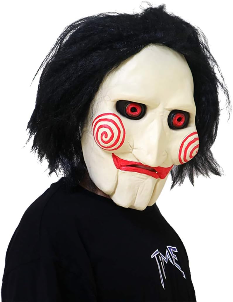 Máscara de sierra de Halloween, máscara de rompecabezas de asesino aterrador, máscara de Billy de película de terror, máscara de marioneta de