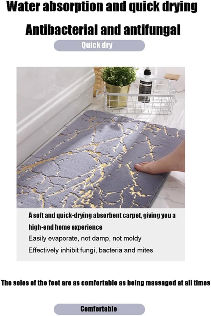 Alfombras de baño Fluzzy con diseño de mármol, antideslizantes, de lujo, fuertes, absorbentes de agua, lavables a máquina, ultra suaves, alfombra