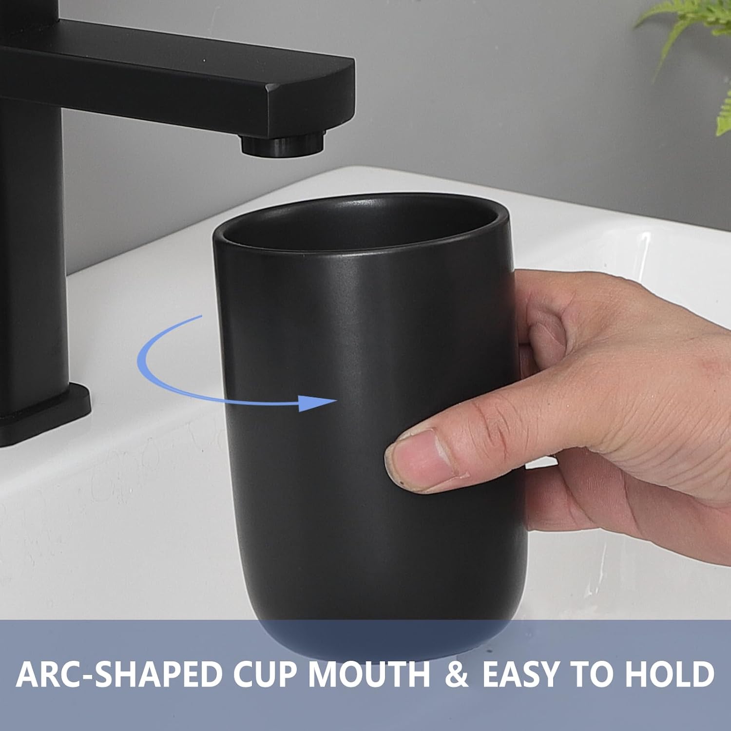 Soportes para cepillos de dientes negros mate para baños, juego de 2 tazas de cerámica para pasta de dientes, vasos de baño negros, vaso de baño