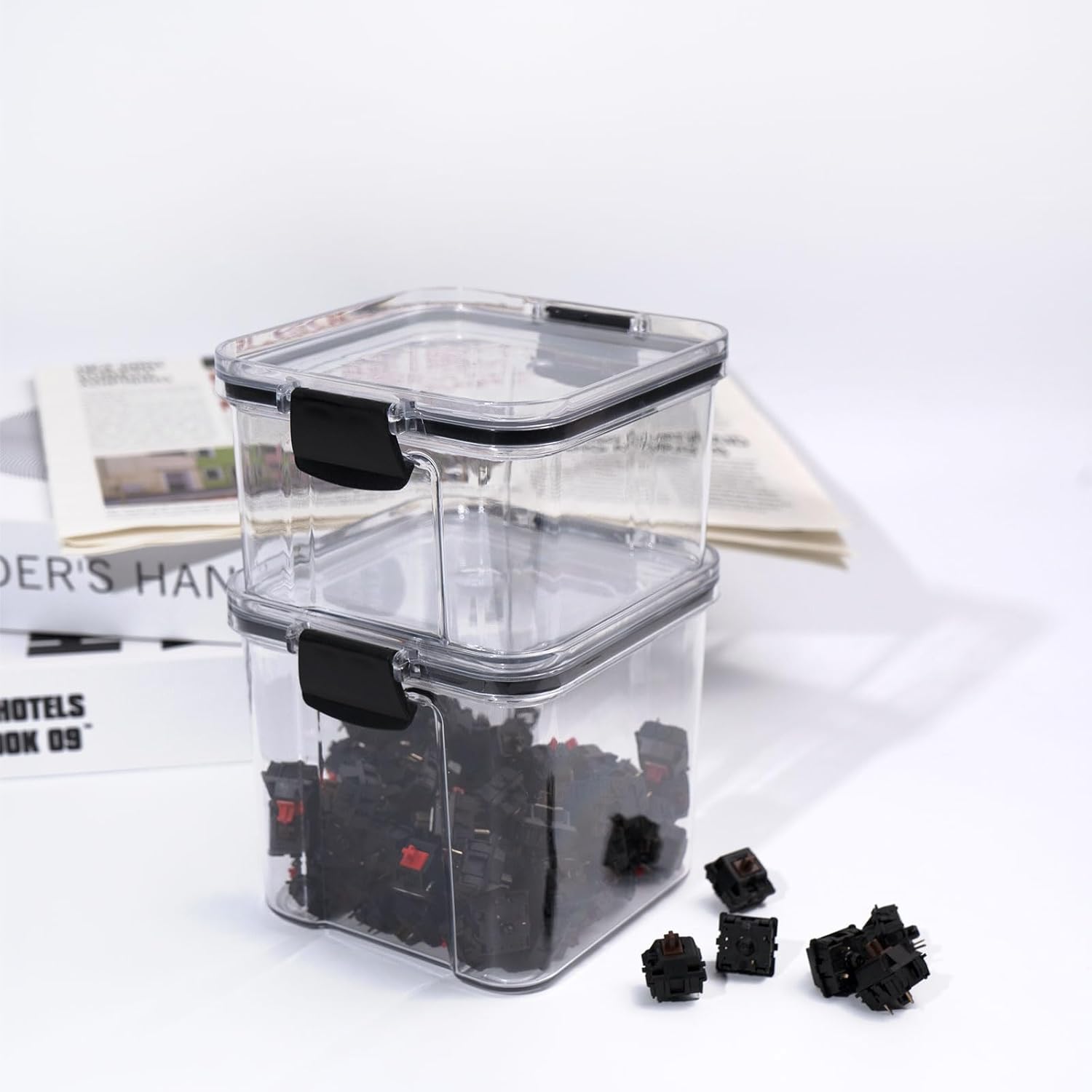 Caja de almacenamiento para interruptor de teclado, interruptor de teclado, tapas de contenedor, caja de almacenamiento, teclas mecánicas,