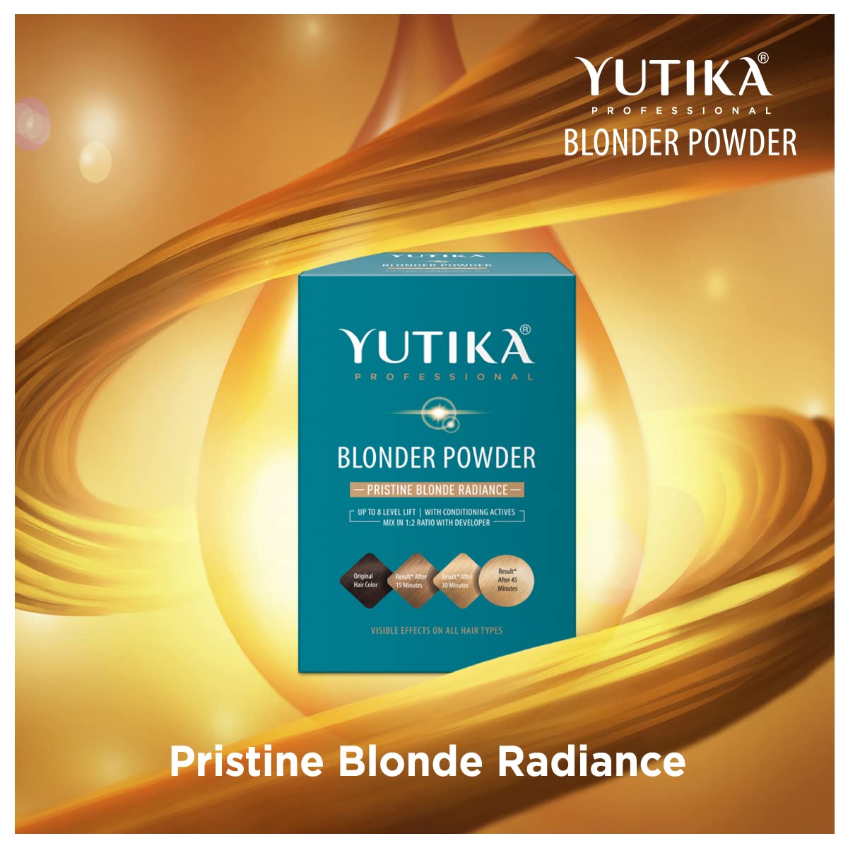 Yutika Professional Blonder Bleach Powder Hair Lightener  Blanqueador para aclarar el cabello con brillo rubio  Levanta hasta 8 niveles – 2.11 onzas