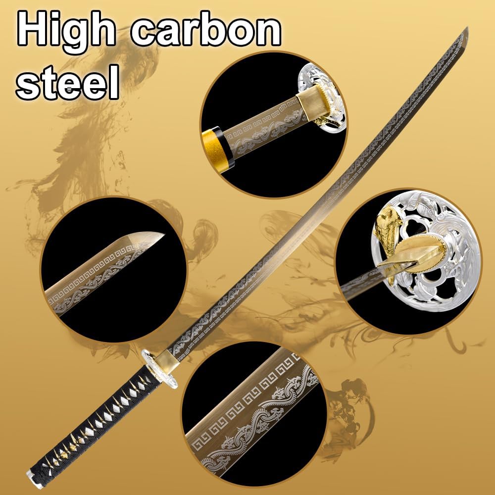 Katana de acero frío de alto carbono 10451060, espadas samuráis japonesas tradicionales forjadas a mano, armas reales afiladas, espiga completa,