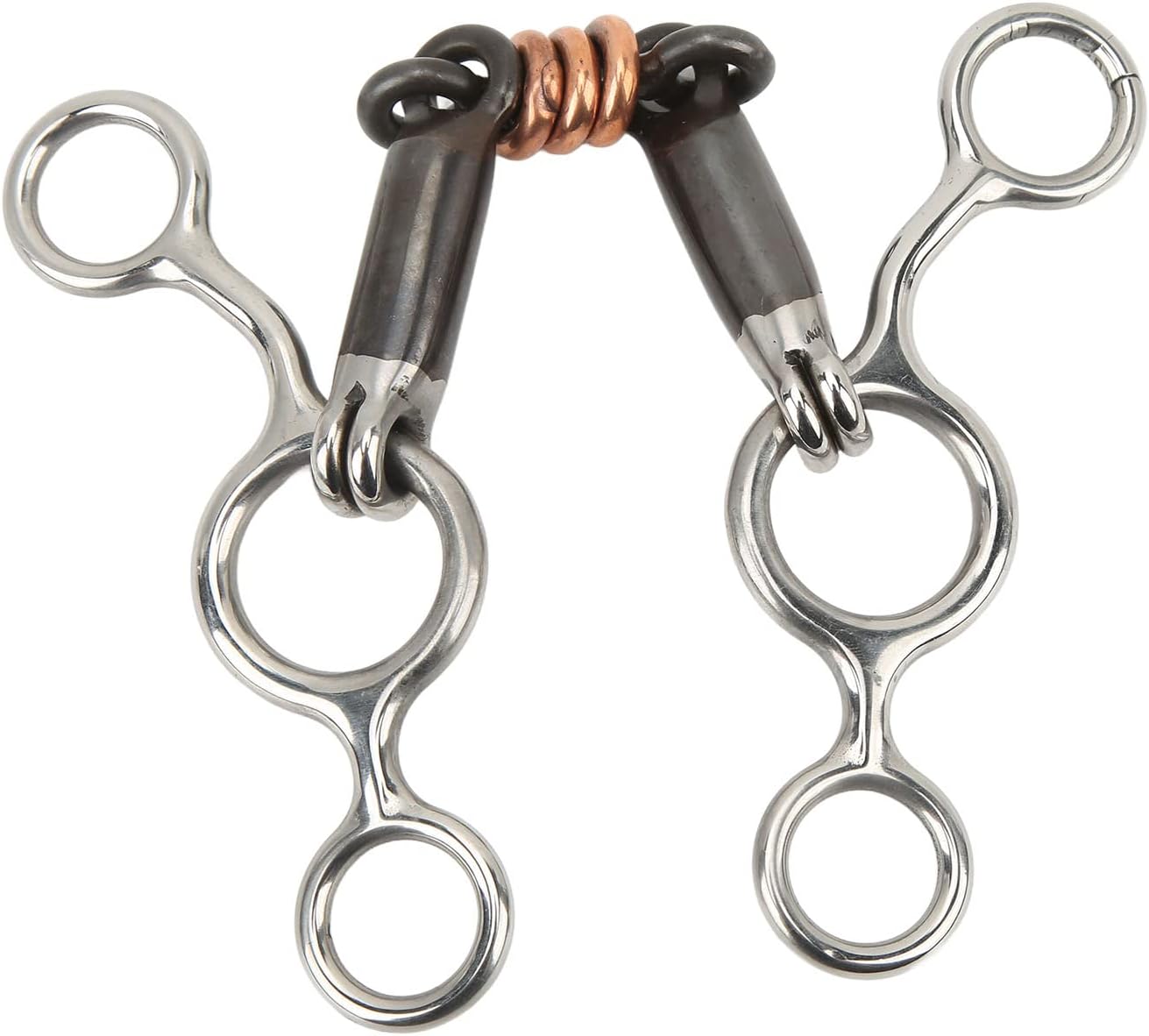 TOPINCN Aparador de caballos Rodillo de cobre de acero inoxidable con boca articulada Snaffle Bit Horse Gag Ring Snaffle Latón 5.709 in Boquilla