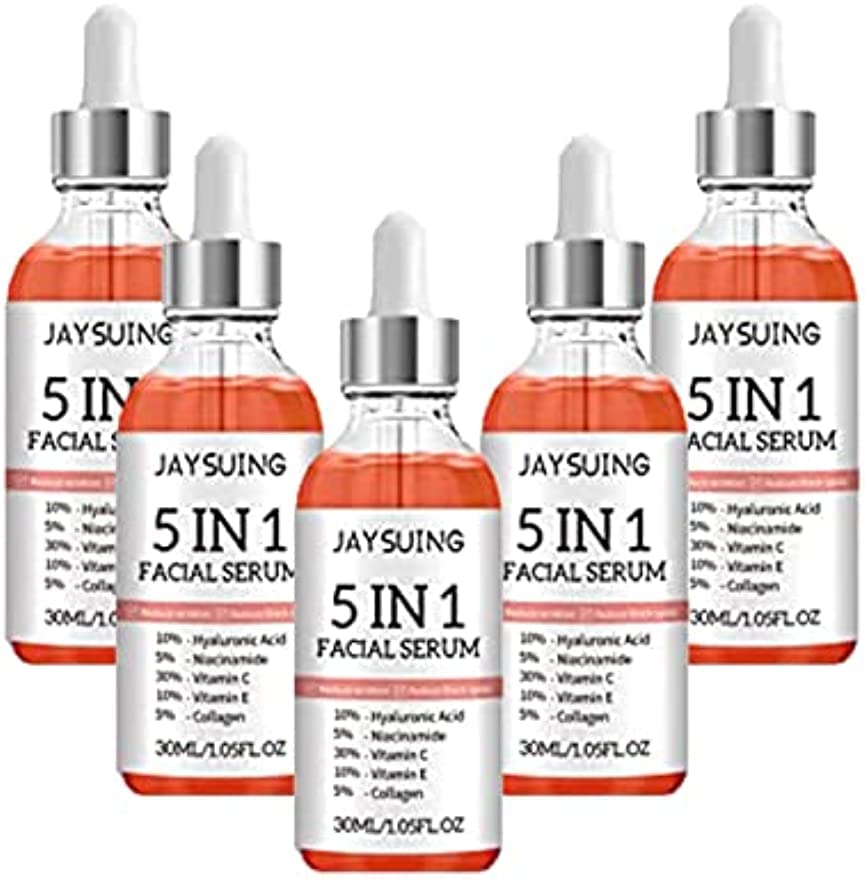 Suero facial 5 en 1, reduce las arrugas, suero corrector de manchas oscuras, suero facial con ácido hialurónico y niacinamida (2 unidades)