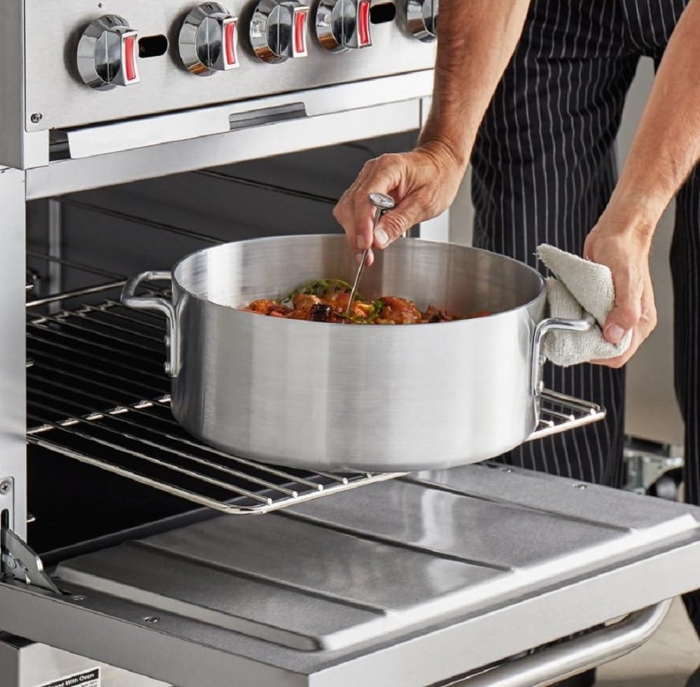 Brasero de aluminio de 15 cuartos de galón con asas remachadas, peso medio, 0.157 in de grosor, utensilios de cocina perfectos para asar, saltear y
