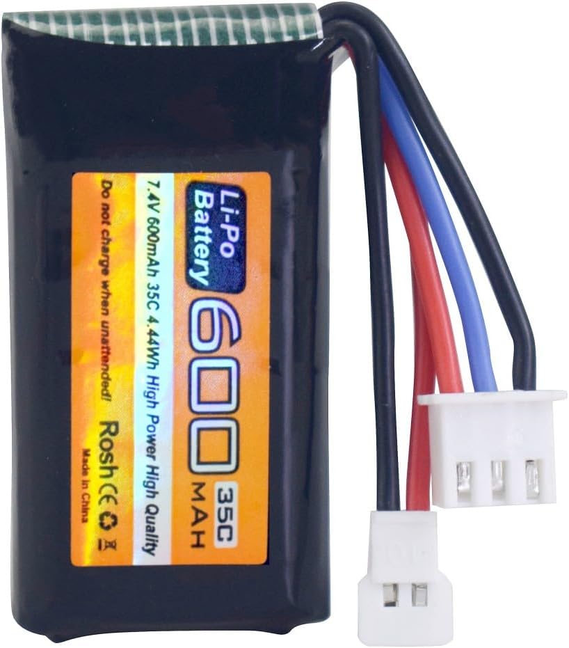 sea jump Batería Lipo de 2 piezas de 7.4 V 600 mAh 35C 2S con enchufe Molex adecuada para FMS FCX24 RC coches, camiones, vehículos eléctricos de