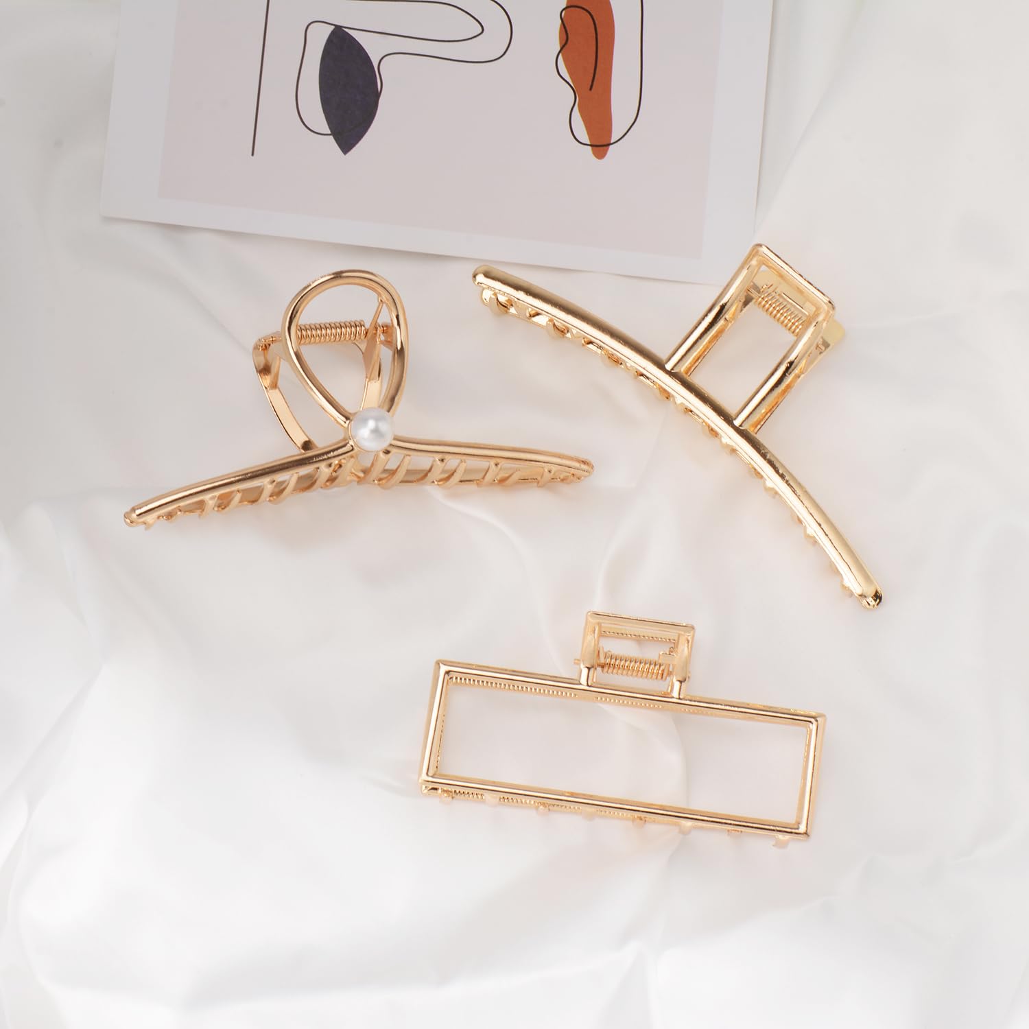 Mehayi 3 pinzas de metal grandes para cabello grueso y pesado, pinzas de sujeción fuerte para cabello largo, accesorios de peinado de moda para