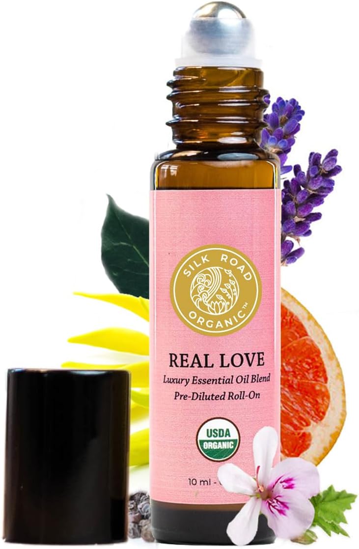Silk Road Organic – Aceite esencial orgánico de amor real, mezcla de corazón amoroso, 100% puro, certificado por USDA, Find Joy & Follow Your Heart