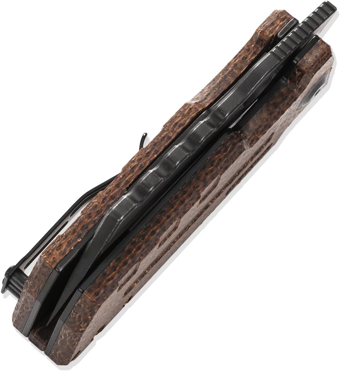 Sitivien Cuchillo plegable ST155, hoja de acero Sandvik 14C28N, mango Micarta EDC herramienta cuchillo cuchillo de bolsillo para pesca, campamento,