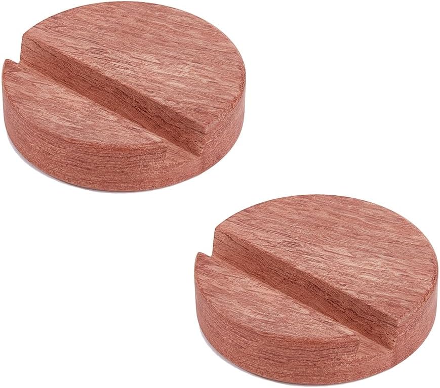 2 soportes de madera para teléfono celular, redondo, Huanghuali, soporte para teléfono móvil, color marrón arena, portátil, compatible con la