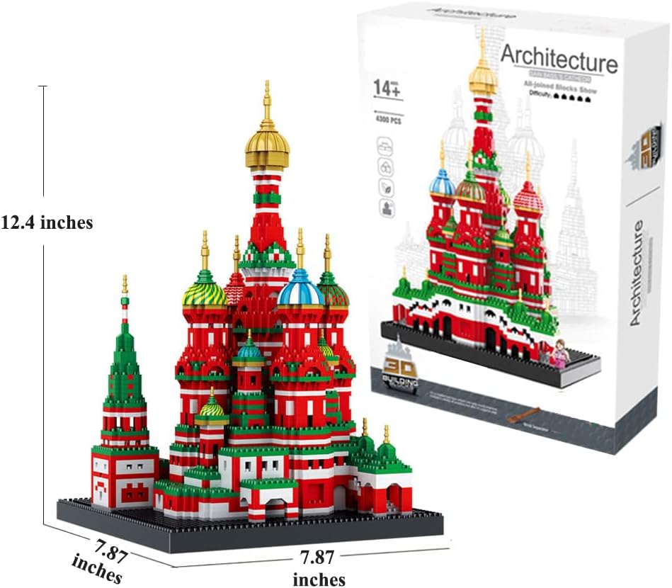 Uvini Juego de bloques de construcción para adultos, modelo de arquitectura de la catedral de San Basilio micro minibloques, colección famosa de