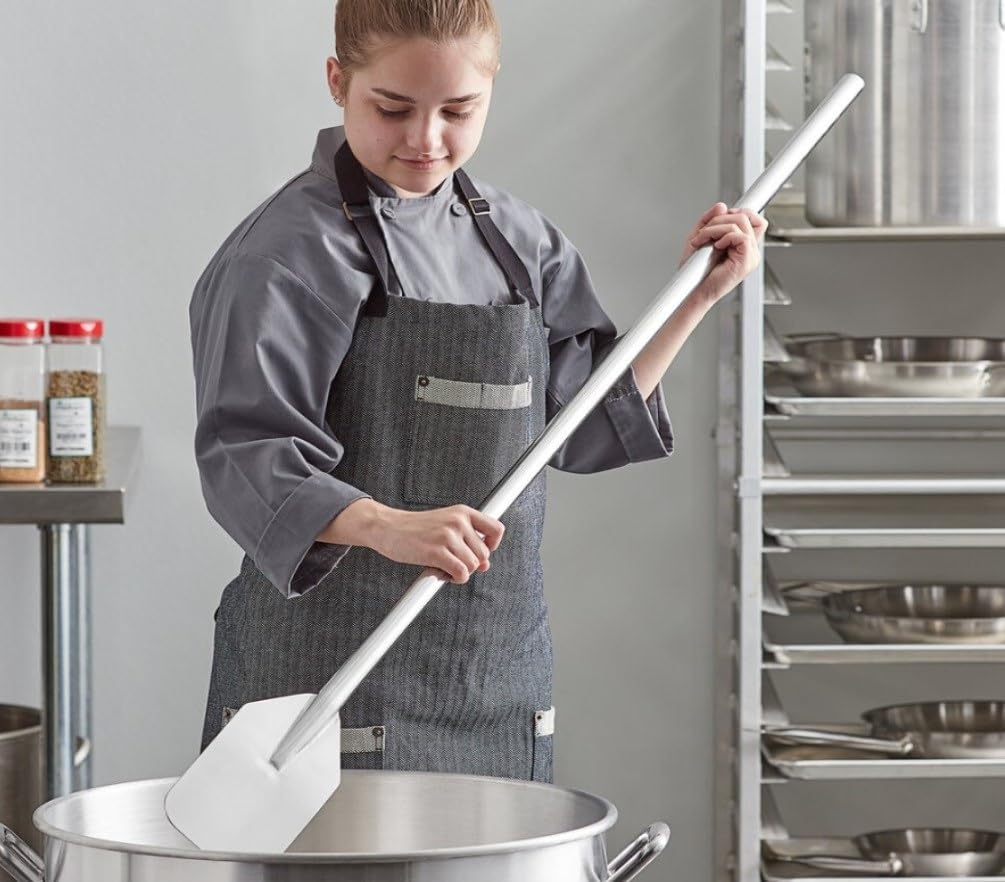 Paleta mezcladora de acero inoxidable de 54 “- Paleta de agitación larga para cocinar en lotes grandes, espátula para preparar mango para cocinar