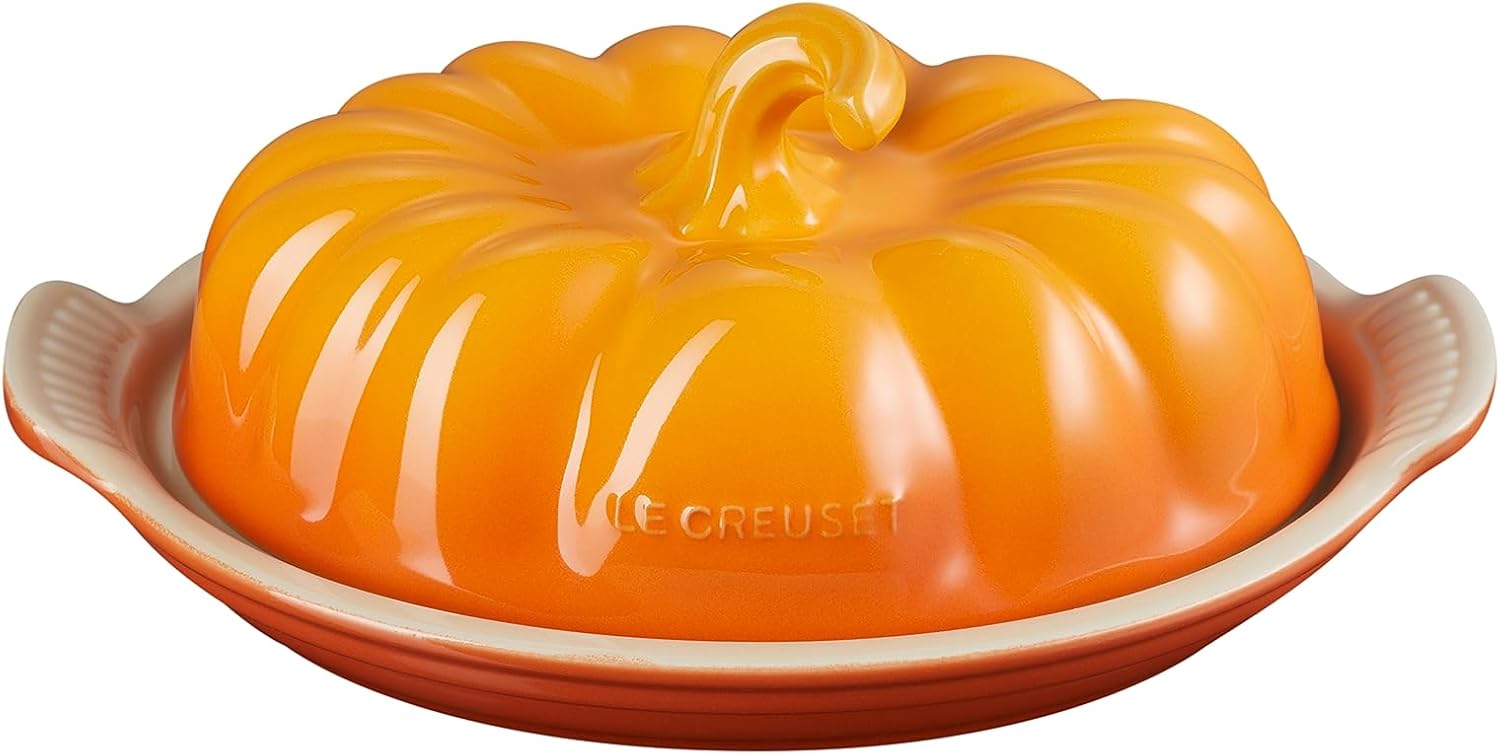 Le Creuset Plato de mantequilla de calabaza de gres, caqui