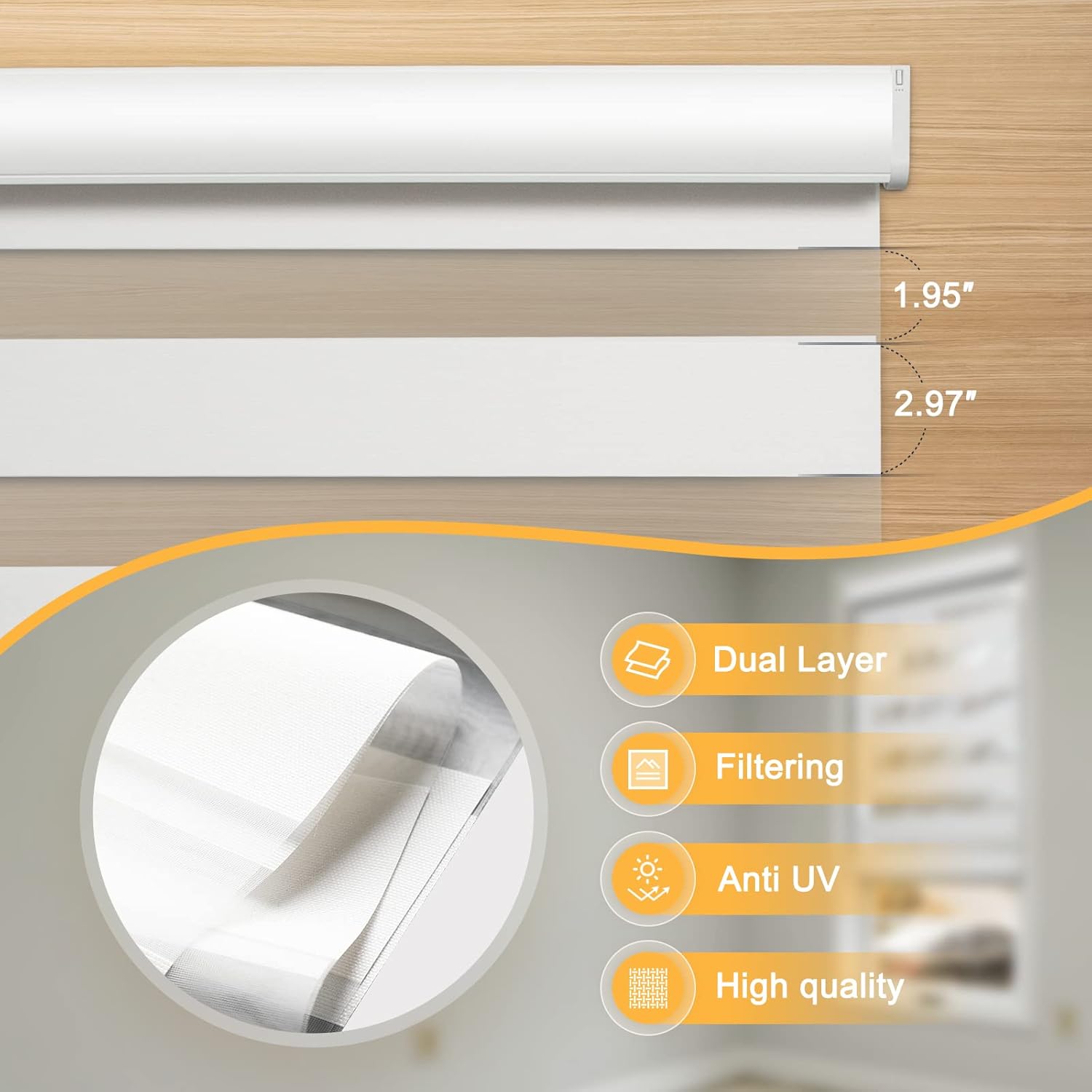Persianas motorizadas de cebra con control remoto filtrado de luz, persianas inteligentes para ventanas, persianas horizontales eléctricas de doble