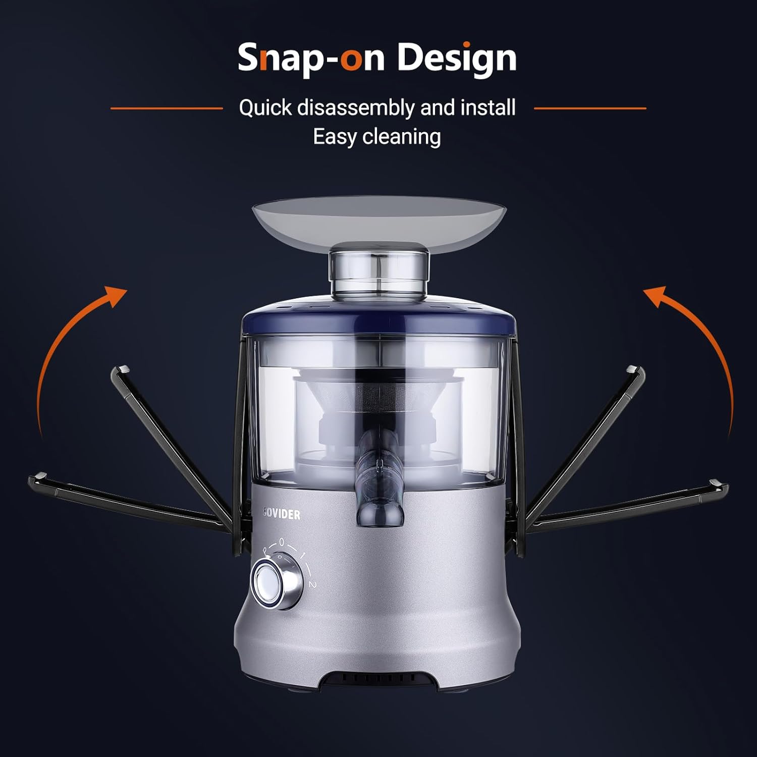 Exprimidor rápido para verduras y frutas con 2 tazas de jugo, tubo de alimentación de 3 pulgadas, extractor centrífugo de 800 W, fácil de limpiar