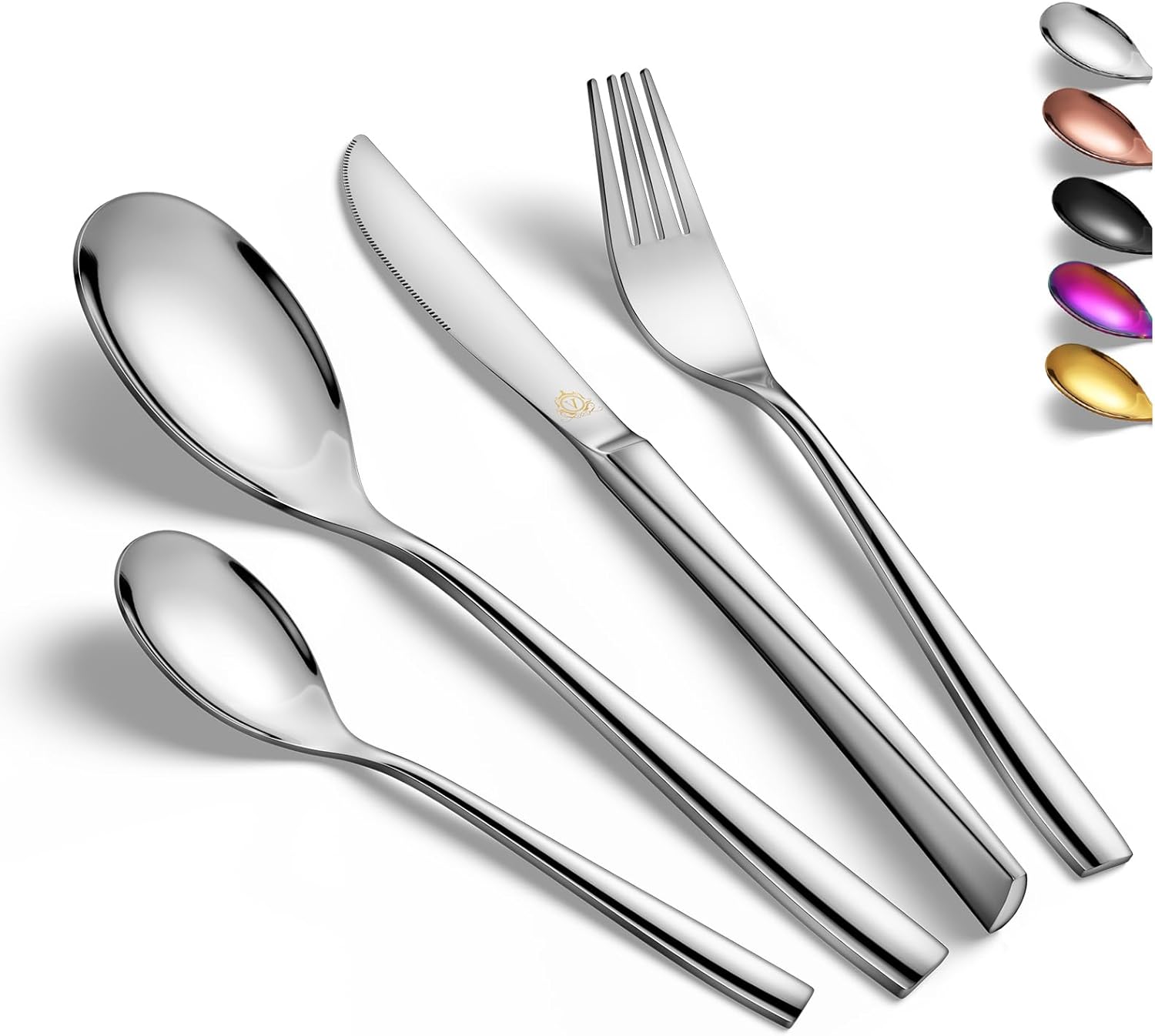vancasso Cubiertos de acero inoxidable de 48 piezas, juego de cubiertos de acero inoxidable, vajilla para 12 personas, cuchillo, tenedor, juego de