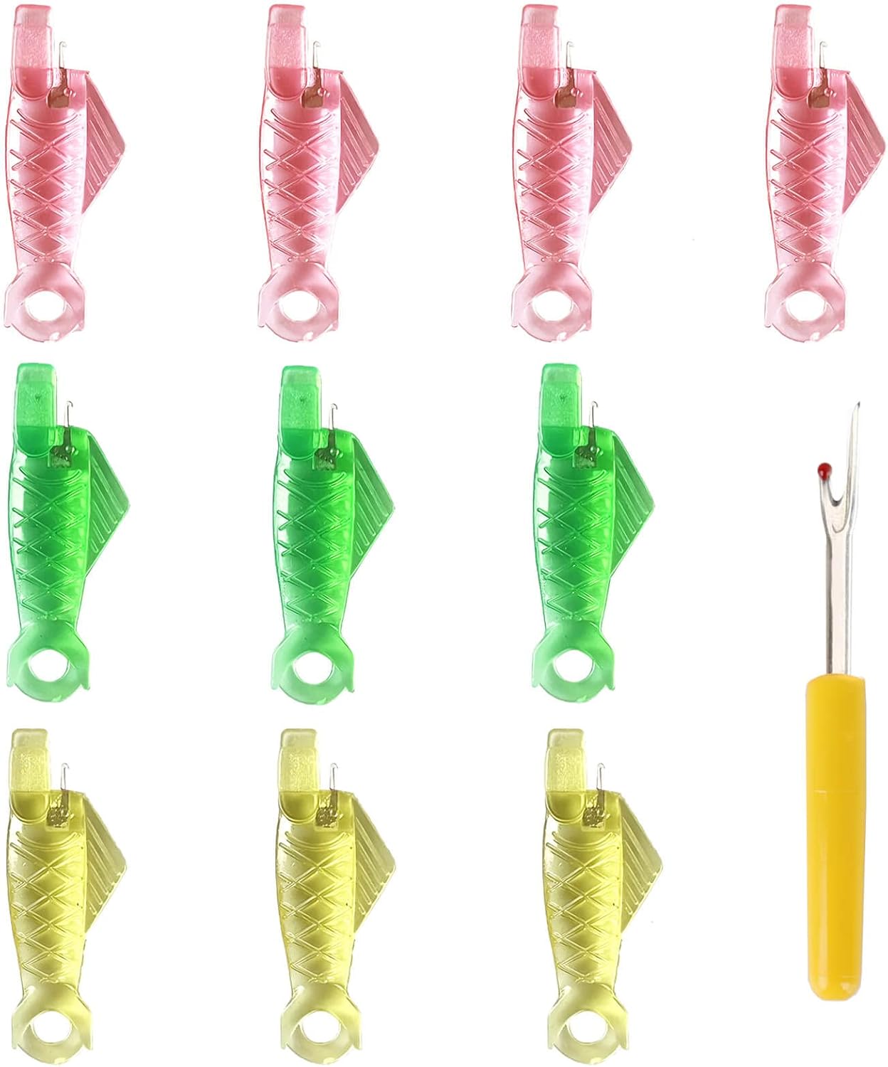 Enhebrador de agujas para máquina de coser, insertador de aguja tipo pez grande para agujas de ojos pequeños, enhebradores simples automáticos de