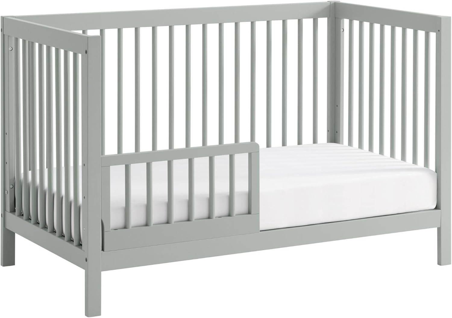 Oxford Baby Essentials Island Cuna convertible 4 en 1 de tamaño matrimonial con husillos redondos, gris