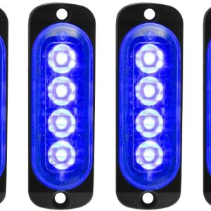 Barra de luz estroboscópica de emergencia azul de 4 LED, 18 modos intermitentes, montaje en superficie ultrafina, luz intermitente, luces de Barra de luz estroboscópica de emergencia azul de 4 LED, 18 modos intermitentes, montaje en superficie ultrafina, luz intermitente, luces de