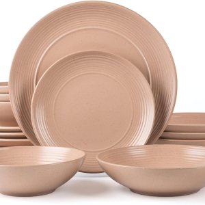 Arora RINGAR – Juego de vajilla redonda de cerámica de 16 piezas para 4, platos llanos, platos laterales, cuencos para cereales, cuencos para pasta, Arora RINGAR – Juego de vajilla redonda de cerámica de 16 piezas para 4, platos llanos, platos laterales, cuencos para cereales, cuencos para pasta,