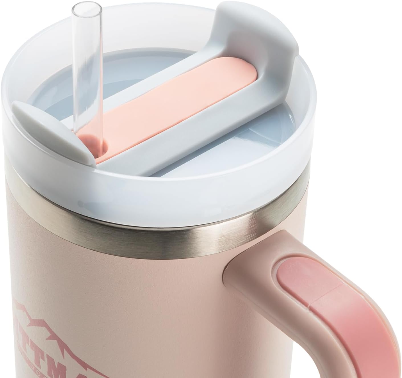 Pittman Outdoors Vaso de hidratación de 40 onzas con mango suave y cómodo, color rosa, taza de viaje para café y bebida