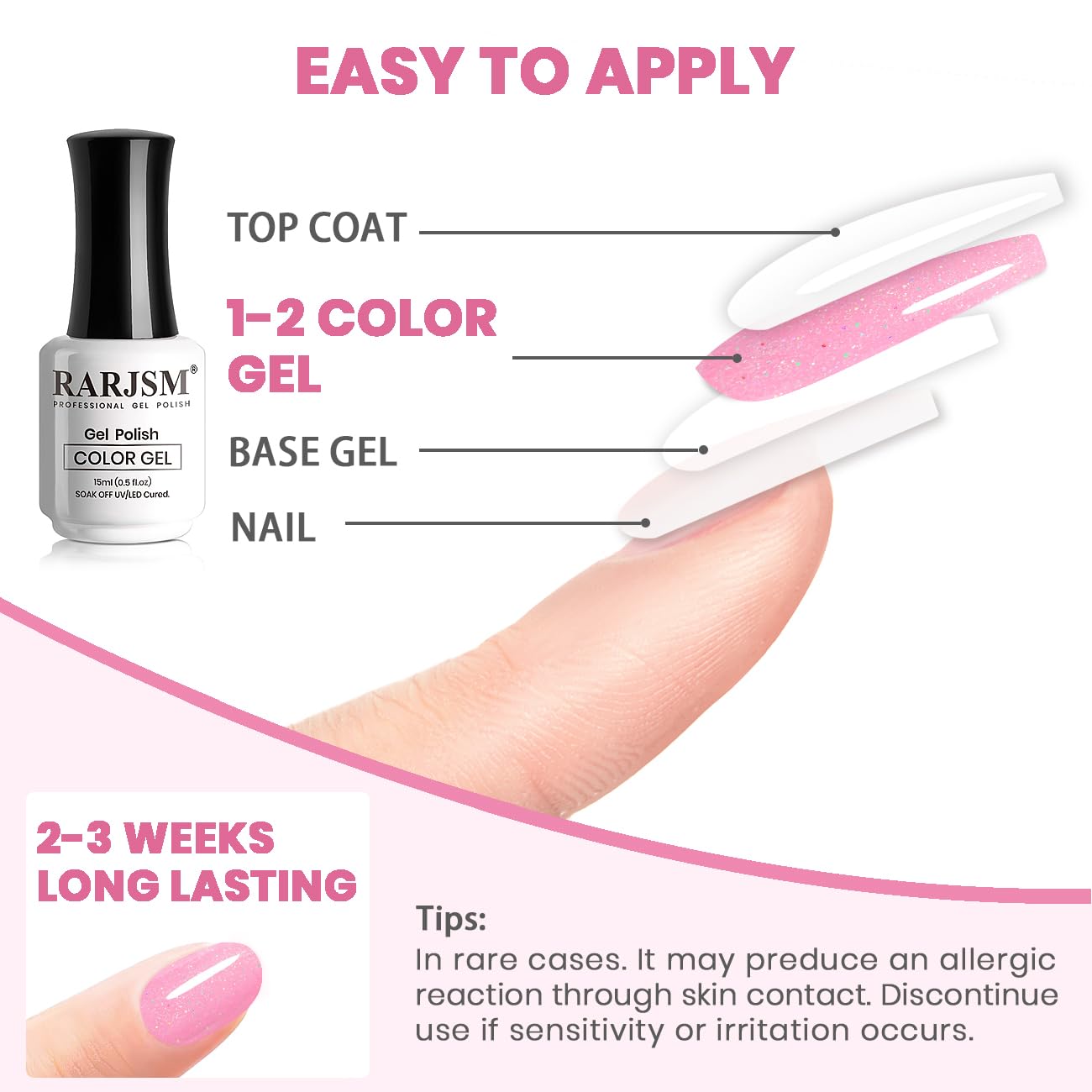 RARJSM Esmalte de uñas de gel iridiscente rosa intenso nude transparente brillante rosa neón con purpurina, esmalte de gel neutro brillante para