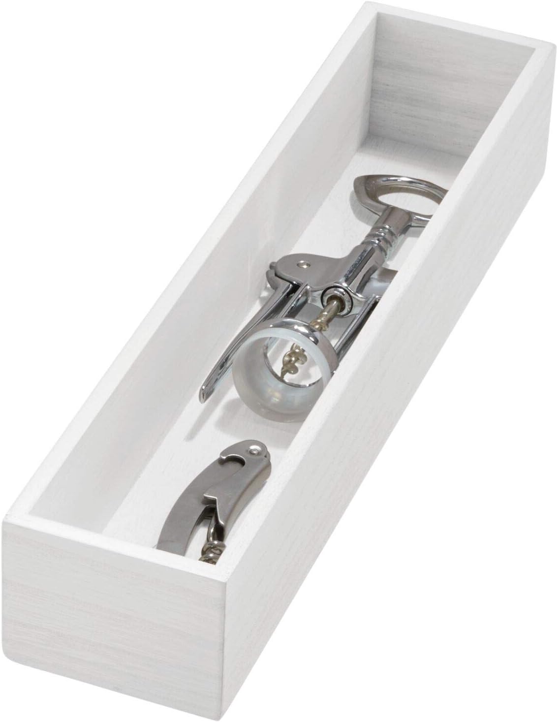 iDesign Renewable Paulownia Wood Collection – Cubo organizador de cajones, 3.3 x 15 x 2.5 pulgadas, lavado blanco